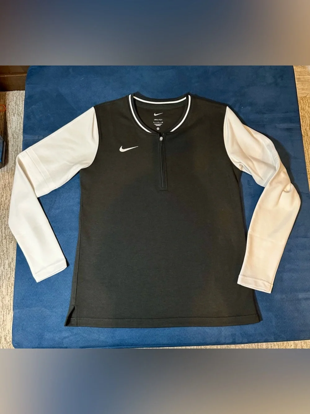 Nike Black with White Sleeve Dri-FIT Half-Zip Youth Top